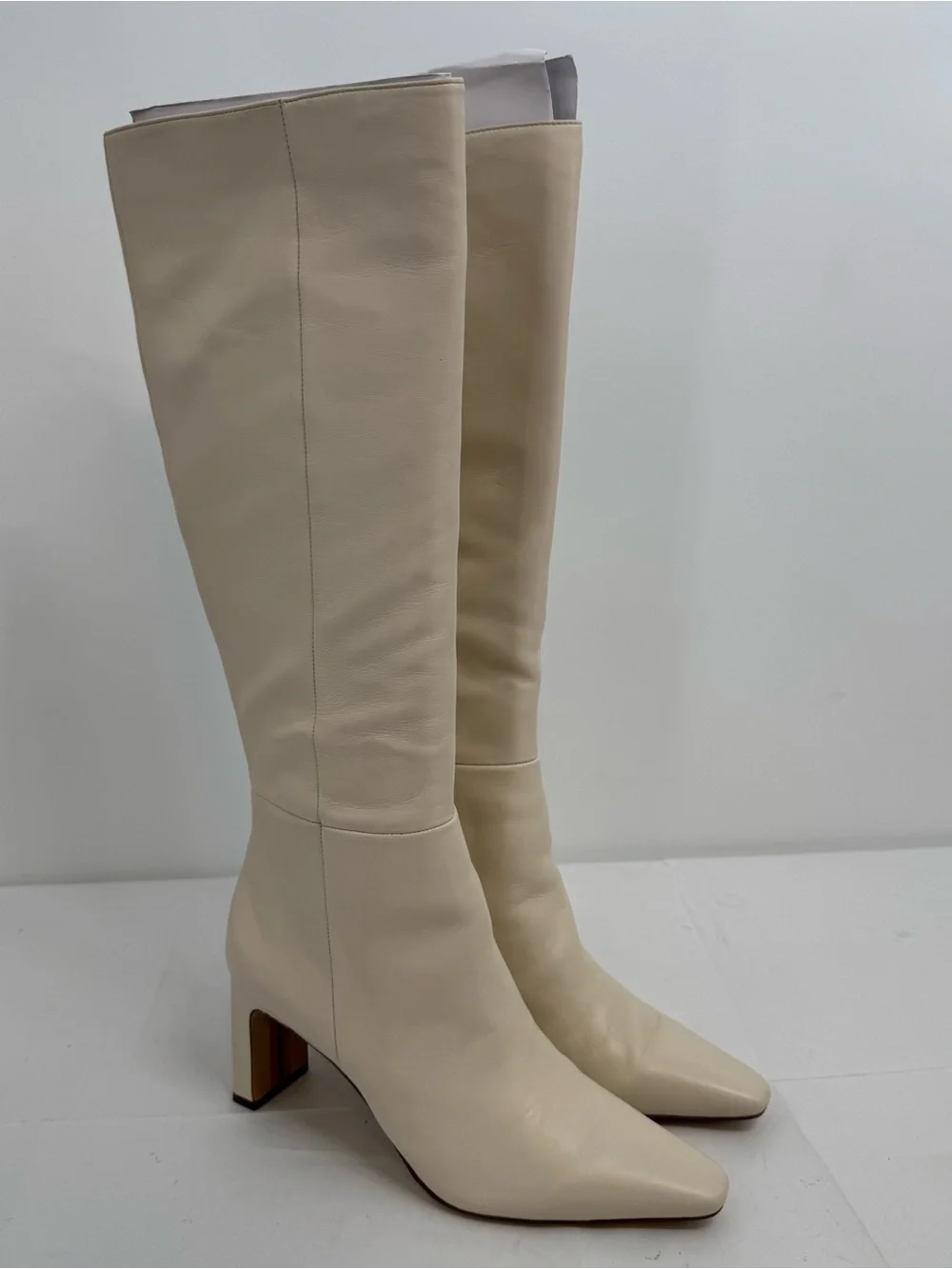 Sam Edelman 10M Sylvia Ivory LEATHER Knee High High Heel Boots